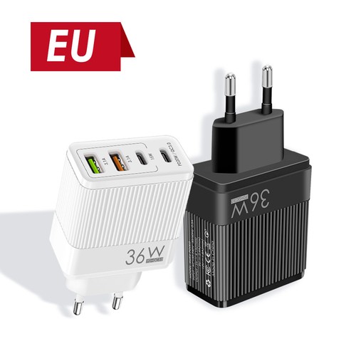 QC3.0 Chargeur Charge Rapide 4 Ports USB C Chargeur Mural Portable Rapide - Photo 7 sur 13