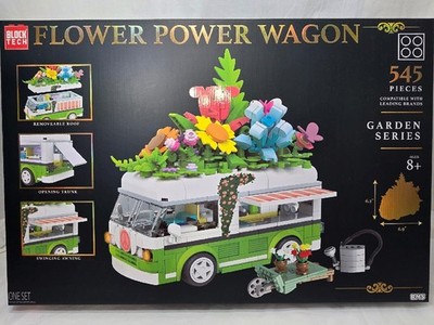 Block Tech Flower Power Wagon Vehicle W/ Accessories Block Set Garden Series NEW
