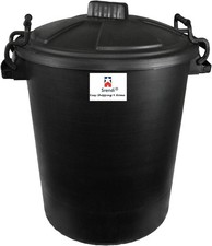 50L Plastic Black Bin with Lid Garden Rubbish Waste Dustbin Storage Animal Feed