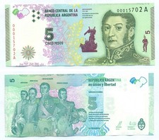 ARGENTINA 5 PESOS 2015 s/n 99027716A UNC