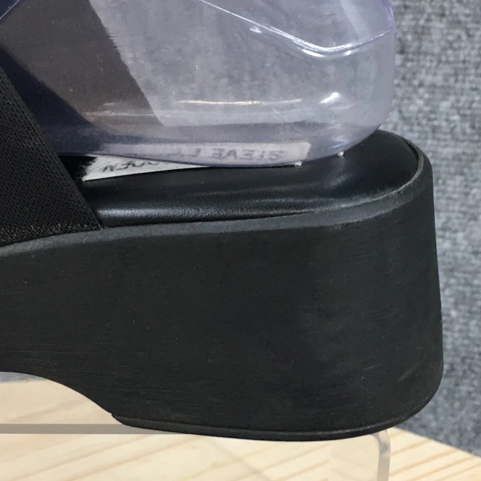 Sandalia Steve Madden Mujer 36 Negra Slinky 30 Plataforma Cuña Punta Abierta Deslizable Foto 4 de 4