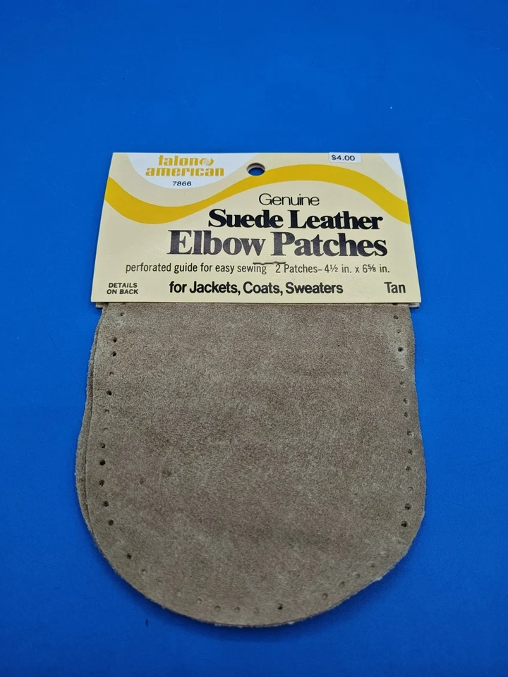 Vintage 2 On Card Tan Genuine Suede Leather Elbow Patches Sew On 4 1/2”x6 5/8" - Image 3 of 3