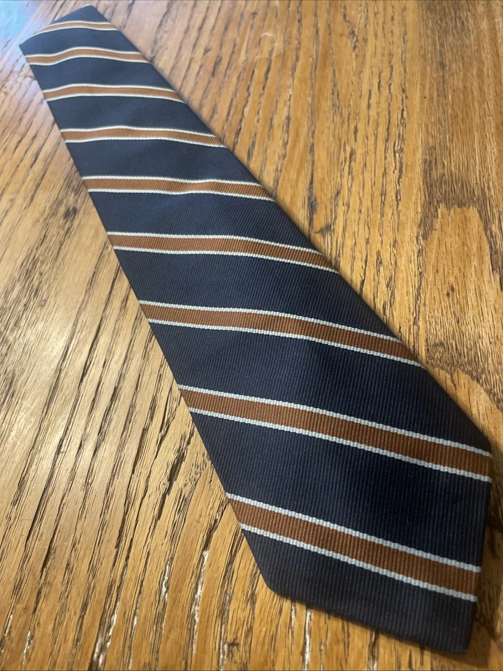 Винтажный галстук 60-е 70-е в полоску галстук сделано в США полиэстер удлиненный - Изображение 2 из 4