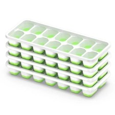 Bandeja para Cubitos de Hielo con Tapa, Paquete de 4 Bandejas para Cubitos de Hielo Apilables Duraderas para Congelador con