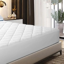 Quilted Mattress Pad Elastic Fitted Topper Breathable White Queen 60x80 Inch