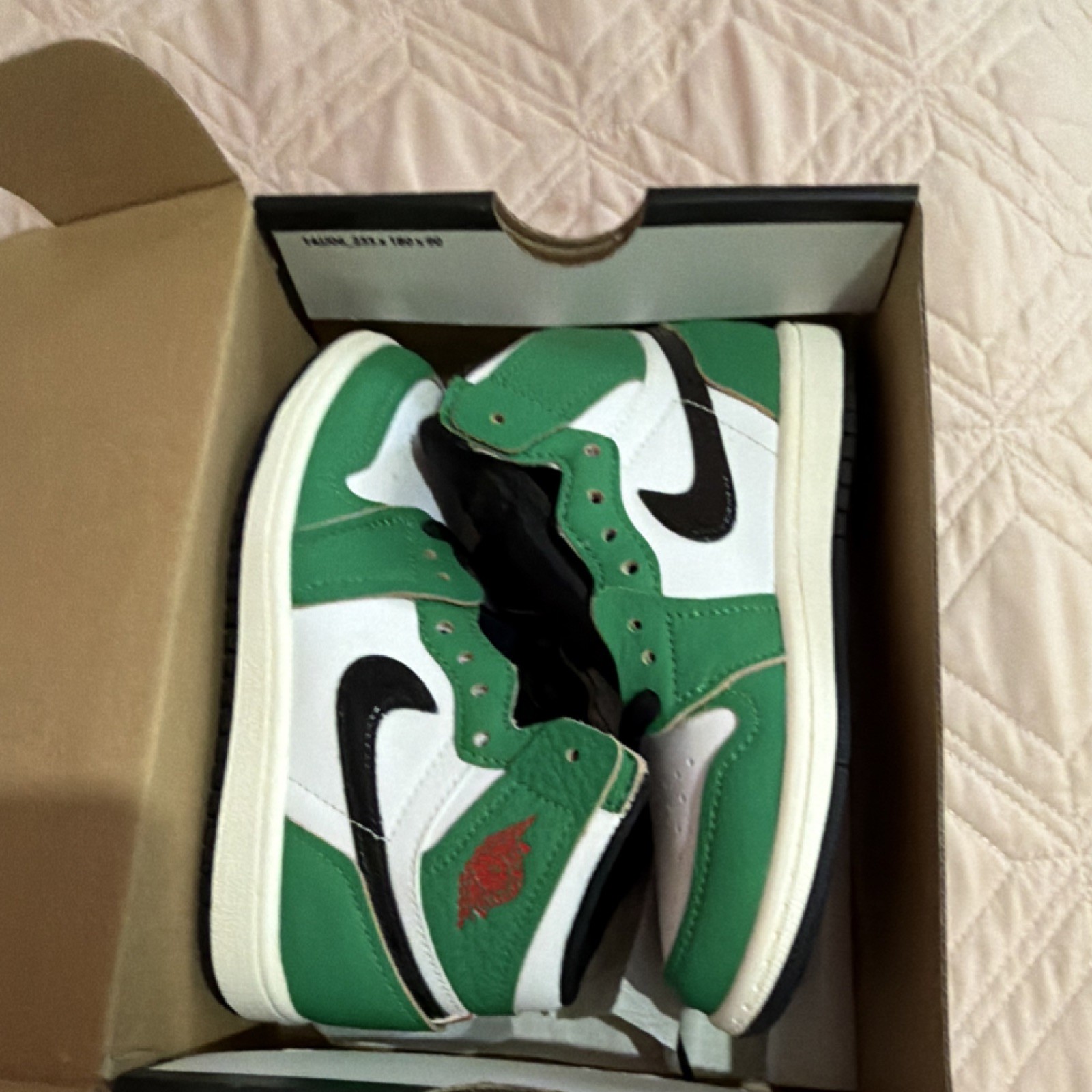 Jordan 1 High OG PS Lucky Green Black White Boys Sneakers Size 13C thumbnail 2