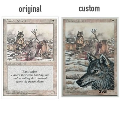  MTG Altered Art - Tundra Wolves - 4th Edition - Handmade Full Art Extension 
