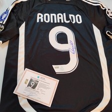 Ronaldo Nazario 9 Signed Autographed Real Madrid Away Soccer Jersey With COA