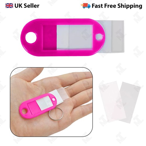 Key Tags Fobs Plastic Luggage ID Labels Key rings with Name Cards 10 Colors - Foto 6 di 16