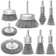 JIUNENG 9 Pcs Wire Wheel Brush Set for Drill,Stainless Steel Cup Silver 