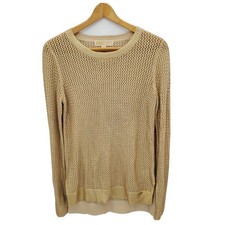 Michael Kors Womens Tunic Sweater Open Knit Gold Metallic Coated Size Medium