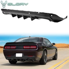 Fits 15-23 Dodge Challenger Rear Bumper Diffuser IKON V3 Style PP Matte Black