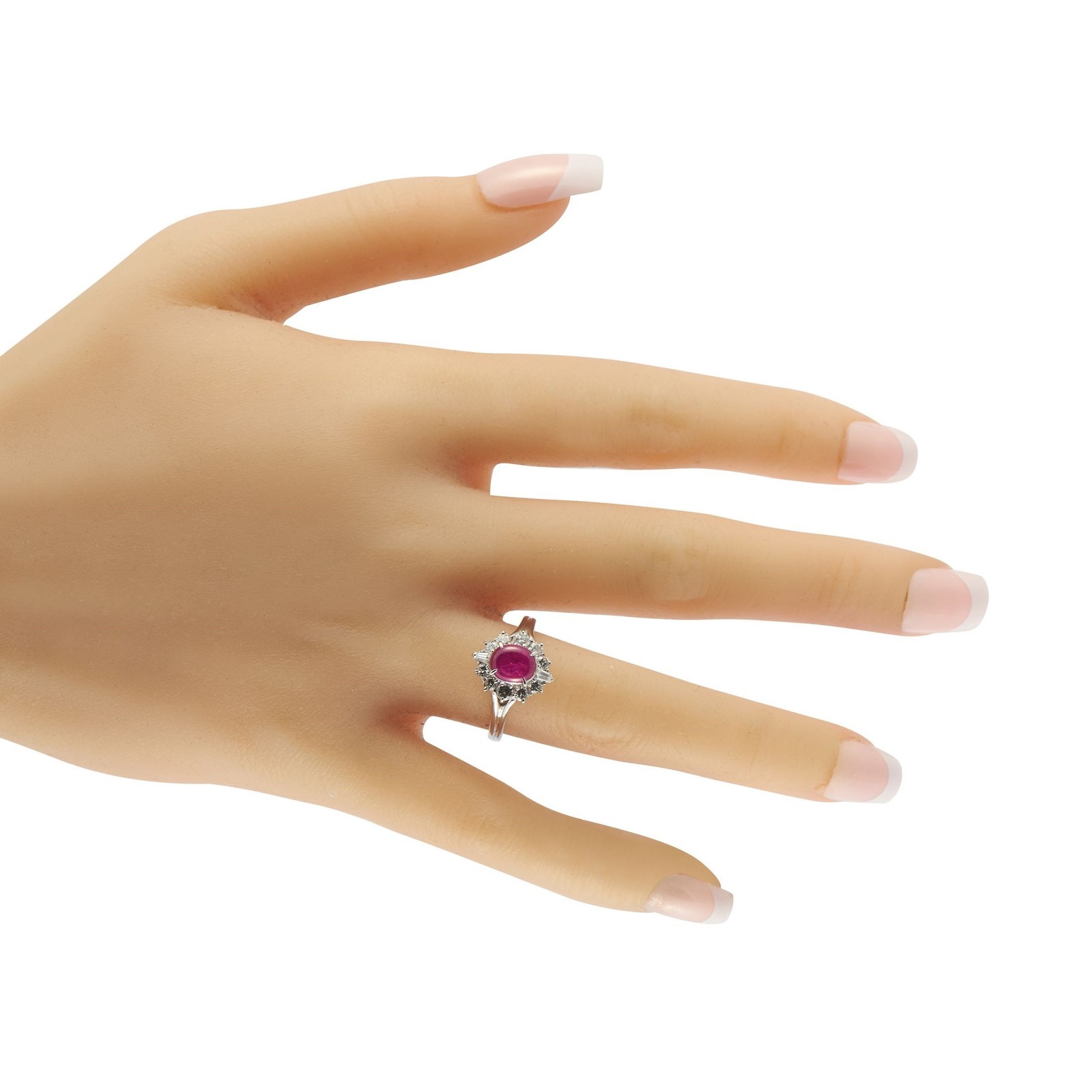 Platinum 0.63ct Diamond and Ruby Ring - image 3