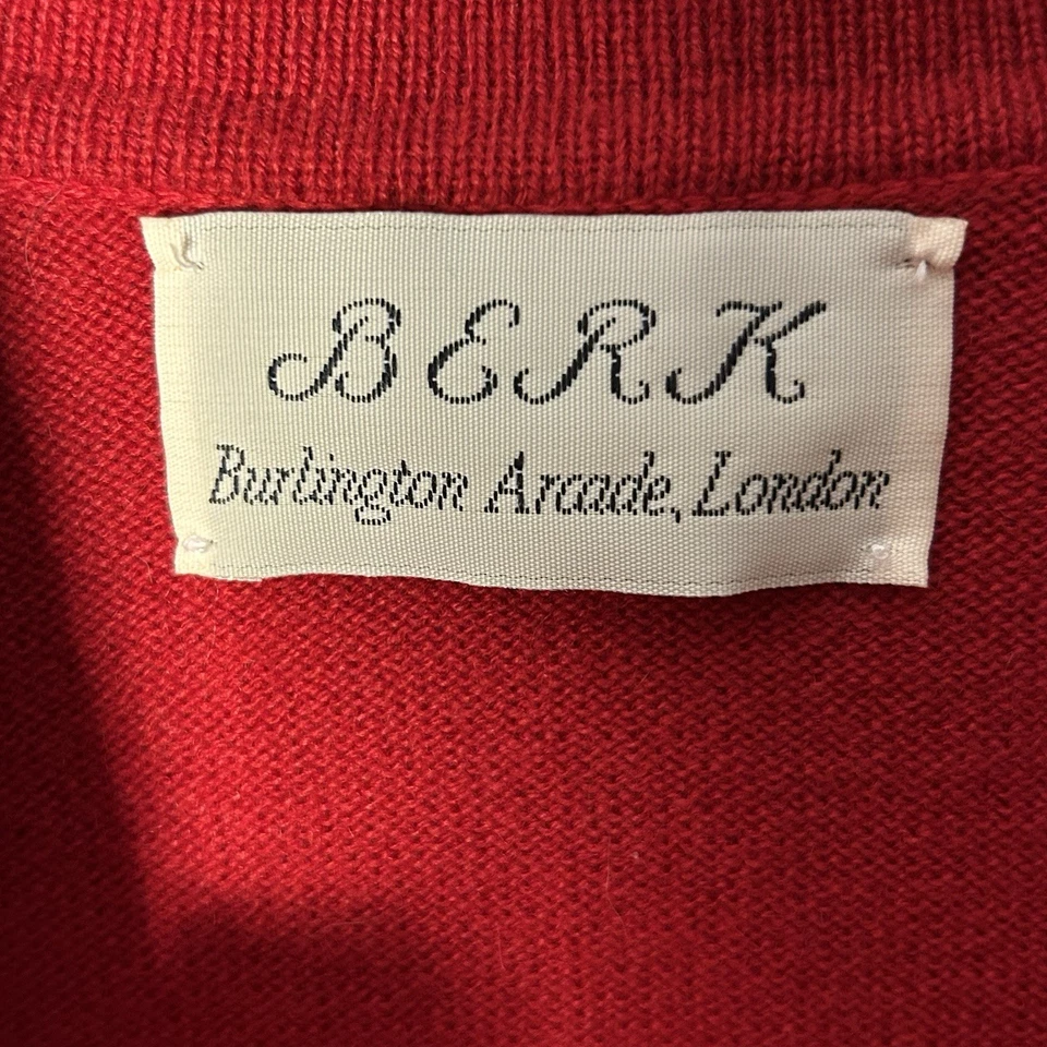 Cárdigan Berk of Burlington Arcade Vintage Cachemira Rojo Cuello Talla 38 EE. UU. AGUJERO S/M Foto 3 de 4