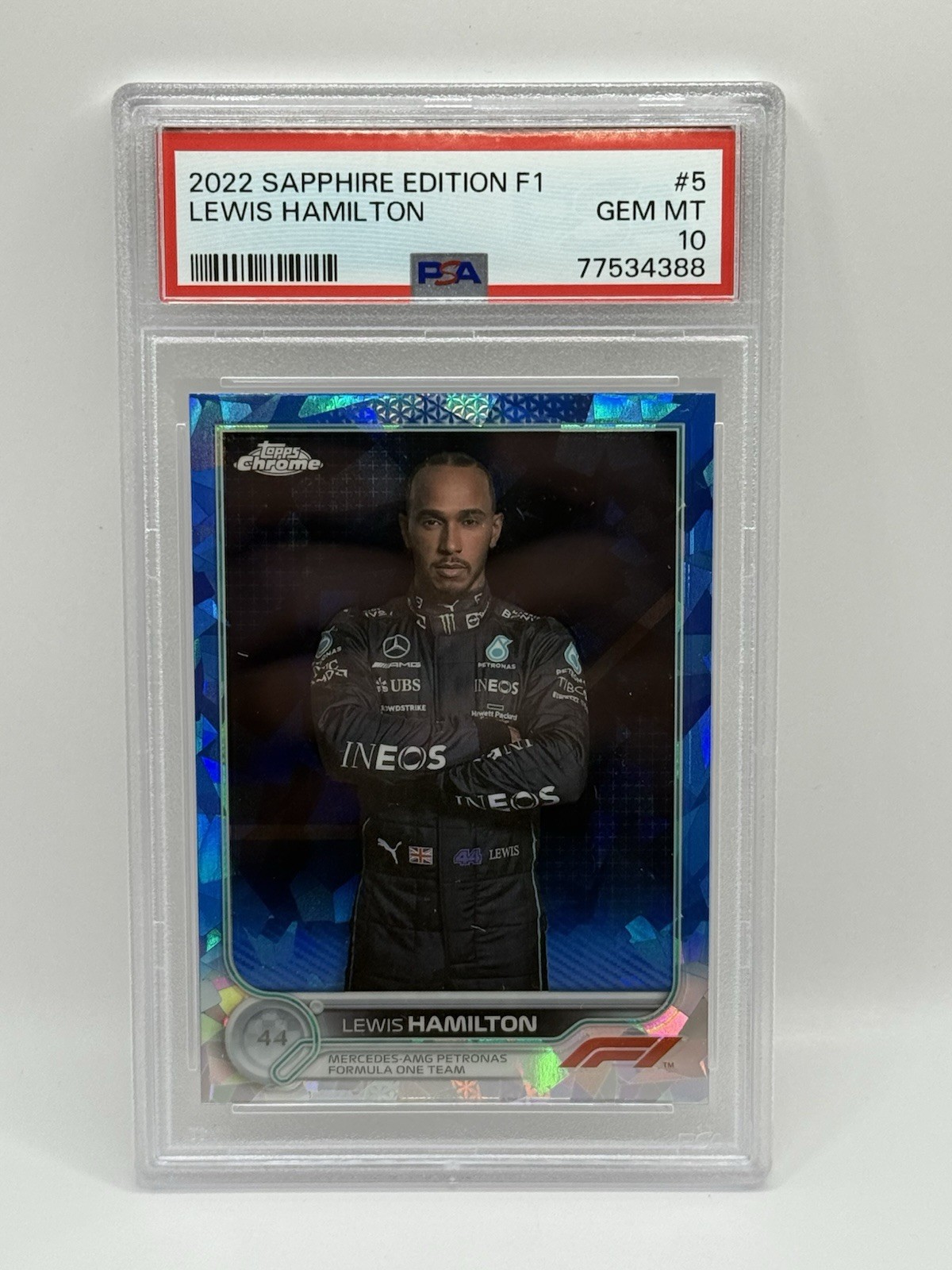 2022 TOPPS CHROME FORMULA 1 SAPPHIRE ED #5 LEWIS HAMILTON PSA 10 Gem Mint