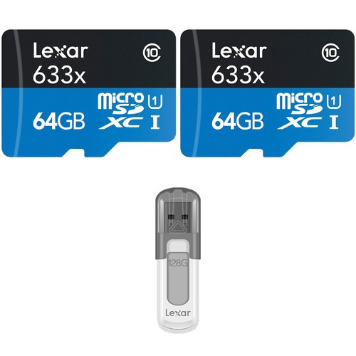 Lexar 2-Pack High-Performance 633x microSDHC/SDXC UHS-I 64GB Card w/ 128GB USB - Afbeelding 3 van 9