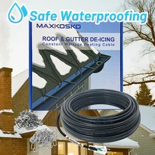 MAXKOSKO Electric Snow Melting Heat Tape with 10 ft Power Plug 125 Ft