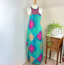 Zara Maxi Dress Size XS Multicoloured Beaded Beach Festival Bohemian Colourful