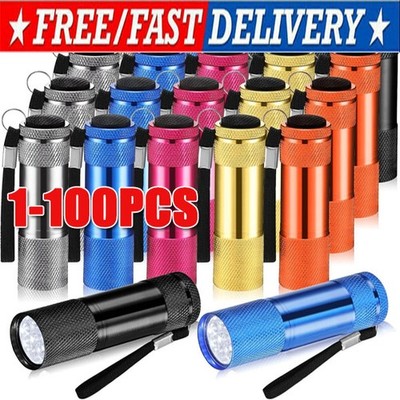 9 LED White Light Flashlight Aluminium Mini Torch Outdoor Portable Travel Lamp