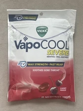 NEW VICKS Vapocool Severe 45 Medicated Cough Drops Cherry Freeze Exp Sep/ 2027