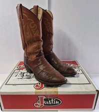 Vintage Justin Lizard Skin Western Cowboy Boots Men's Size 9 D Made In USA 08382