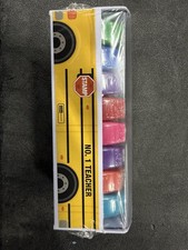 Self-Inking Teacher Stamp Set-Colorful Stamp with Storage Tray-8Pcs -Brand New 