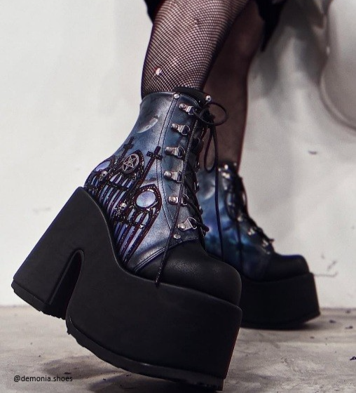 Blue Black Nu Goth Cemetery Wednesday Adams Occult Platform Combat