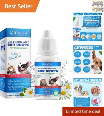 Gentle Alcohol-Free Ear Drops for Dogs & Cats - Treats Infections & Itchy Ears
