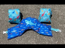 SwimWays Trainer Life Jacket Pool Float Vest Shark Puddle Jumper Blue 33-55 lbs.