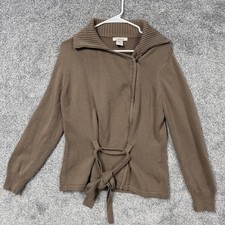 Covington Cardigan Sweater Womens L Tan Zip F...