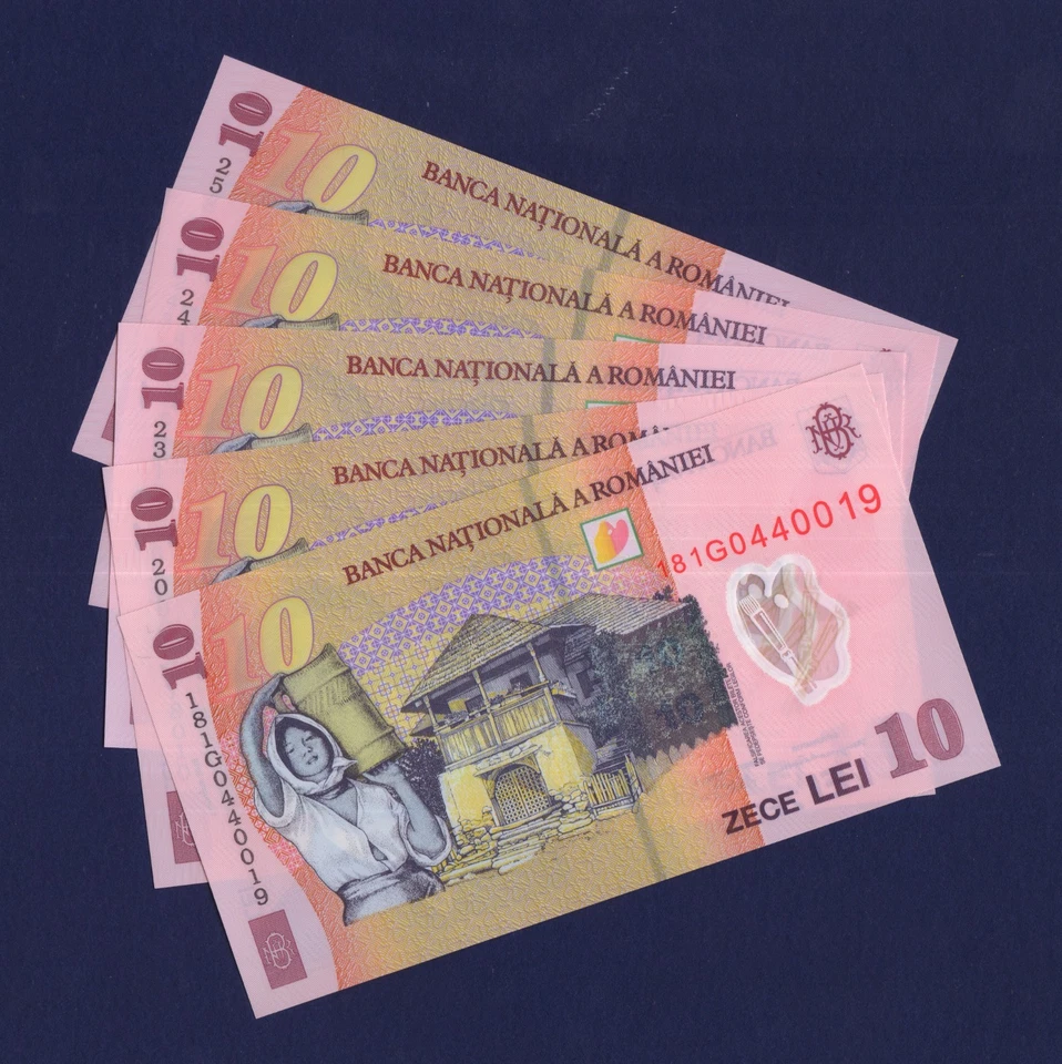 ROMANIA - P119 - SET - 10 Lei - POLYMER - (2025/2018/2008) - ALL 11 YEARS - UNC - Image 2 of 3