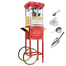 OPEN BOX - Vintage Style Popcorn Machine Maker Popper with Cart & 10-Oz Kettle
