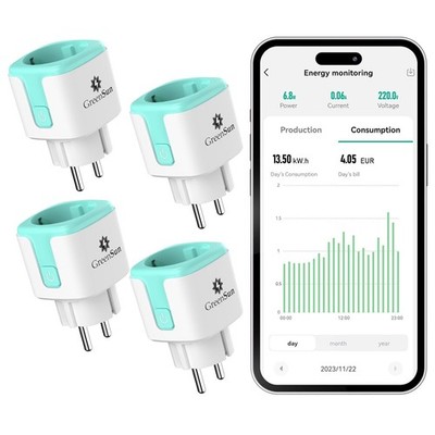 GreenSun WLAN Steckdose Einspeisezähler 16A 2,4 GHz Smart Life