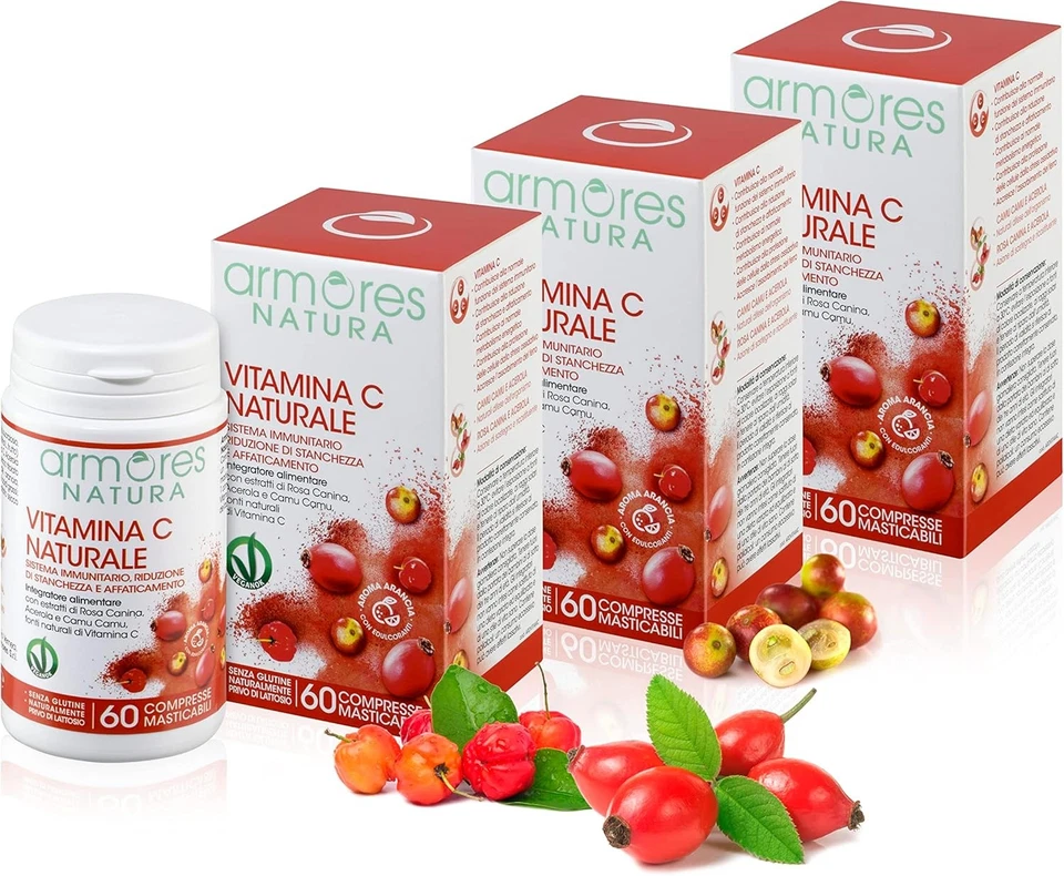 Armores Natura Vitamina C Naturale 3 Pack Totale 180 Compresse Masticabili