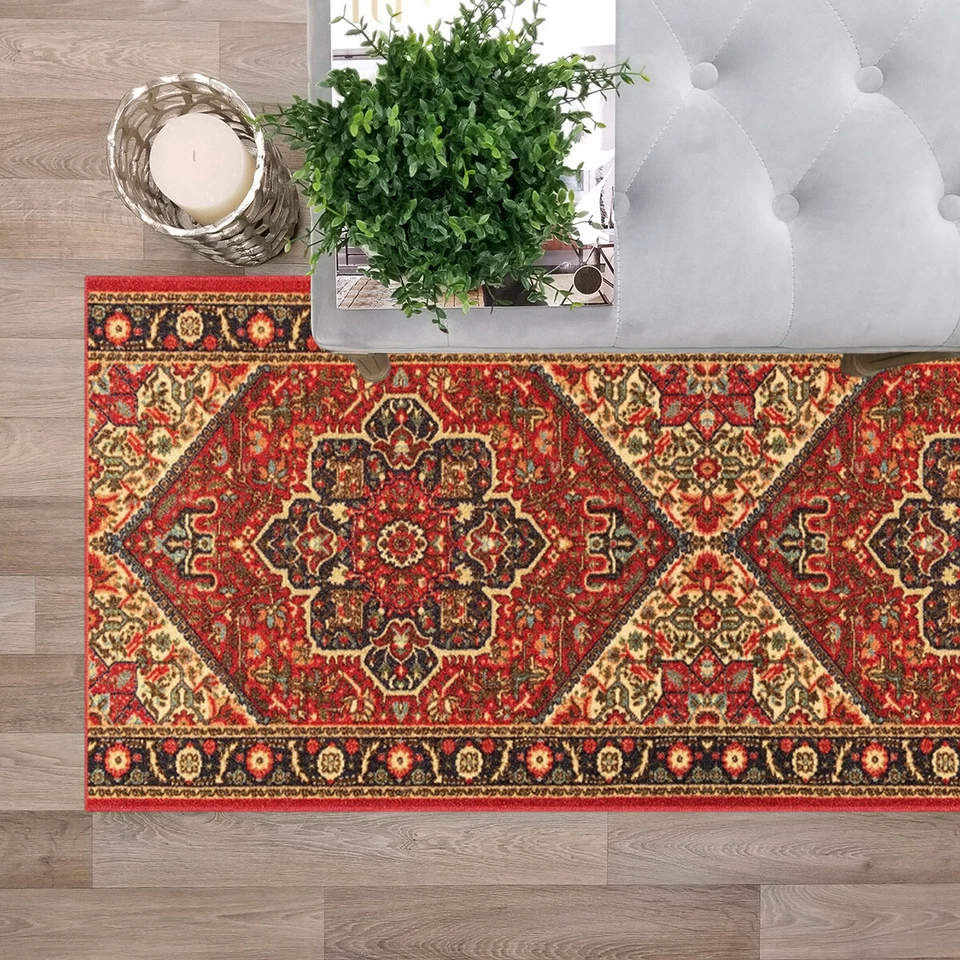 Ковер-дорожка для прихожей индивидуального размера нескользящий резиновый сзади КРАСНЫЙ традиционный восточный - Изображение 2 из 4