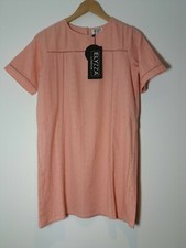 BNWT NEW ELYZZA LONDON SIZE 10 DRESS SALMON PINK SUMMER  COTTON SHIFT w