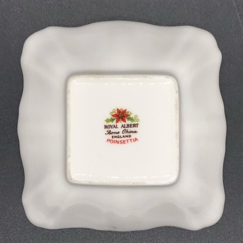 Royal Albert Poinsettia Square Bowl Bone China Sweet Meat Relish Candy Dish - Picture 3 of 5