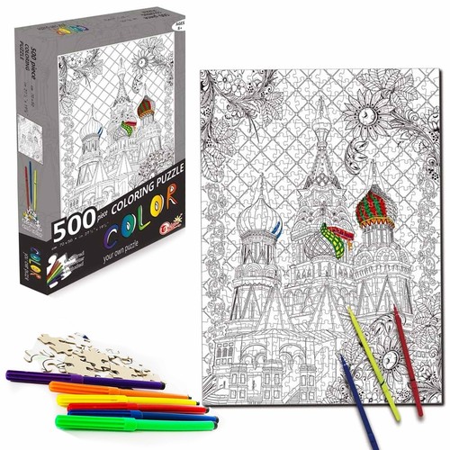 500 Pièce Puzzle DIY Colorant Jigsaw Couleur Marqueur Stylos Art Craft Kid Gift - Afbeelding 1 van 1