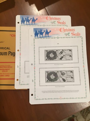 1 New Package of 2 White Ace Pages-Topical's-Christmas Seals CS-15