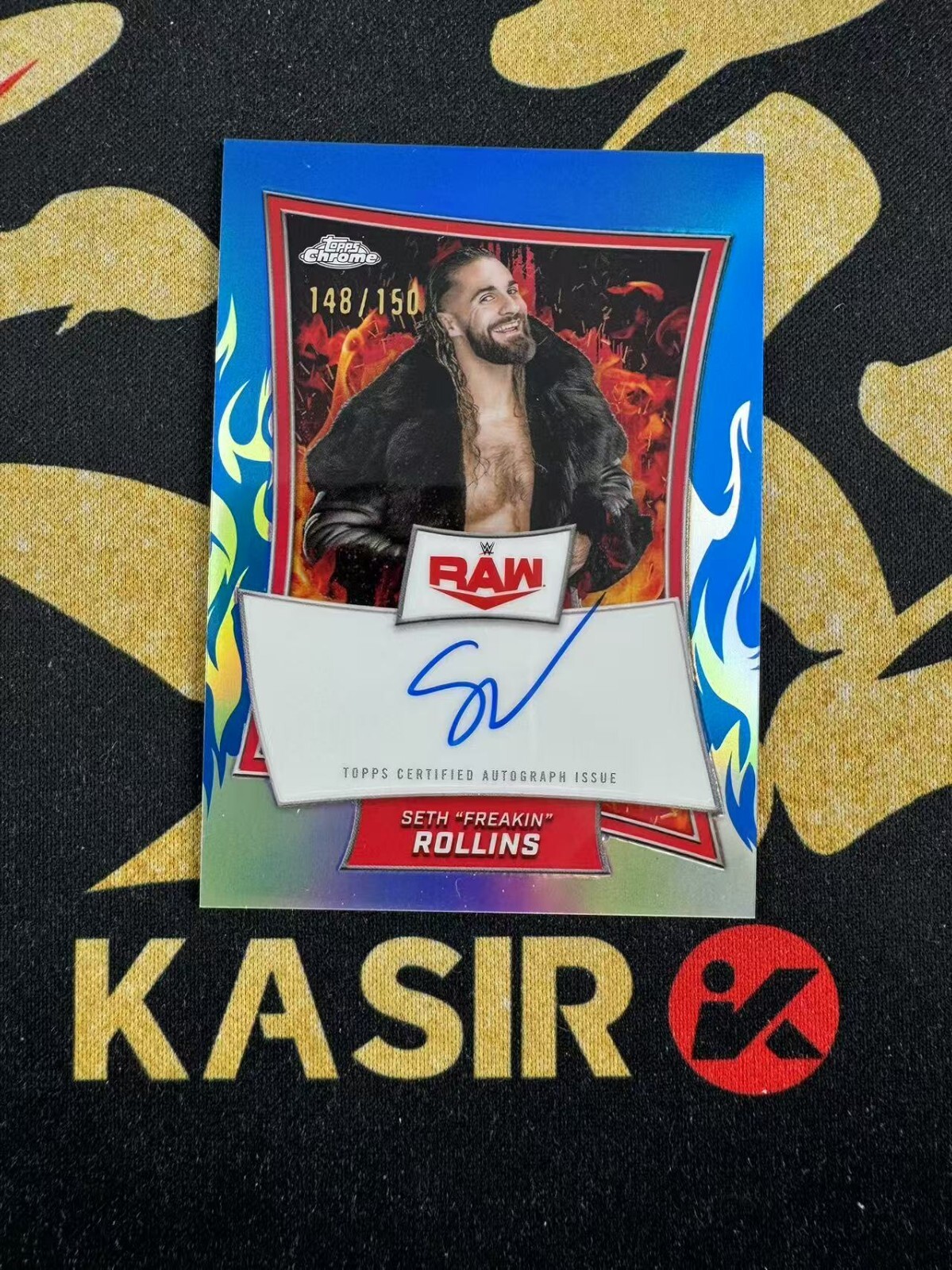 2025 Topps Chrome WWE Red Brand Auto Blue Refractor Seth Rollins /150