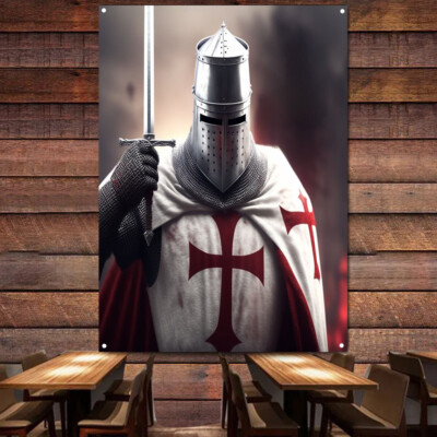 Knights Templar Vintage Crusades Flag Canvas Painting Room Decor Wall Art Flag 2