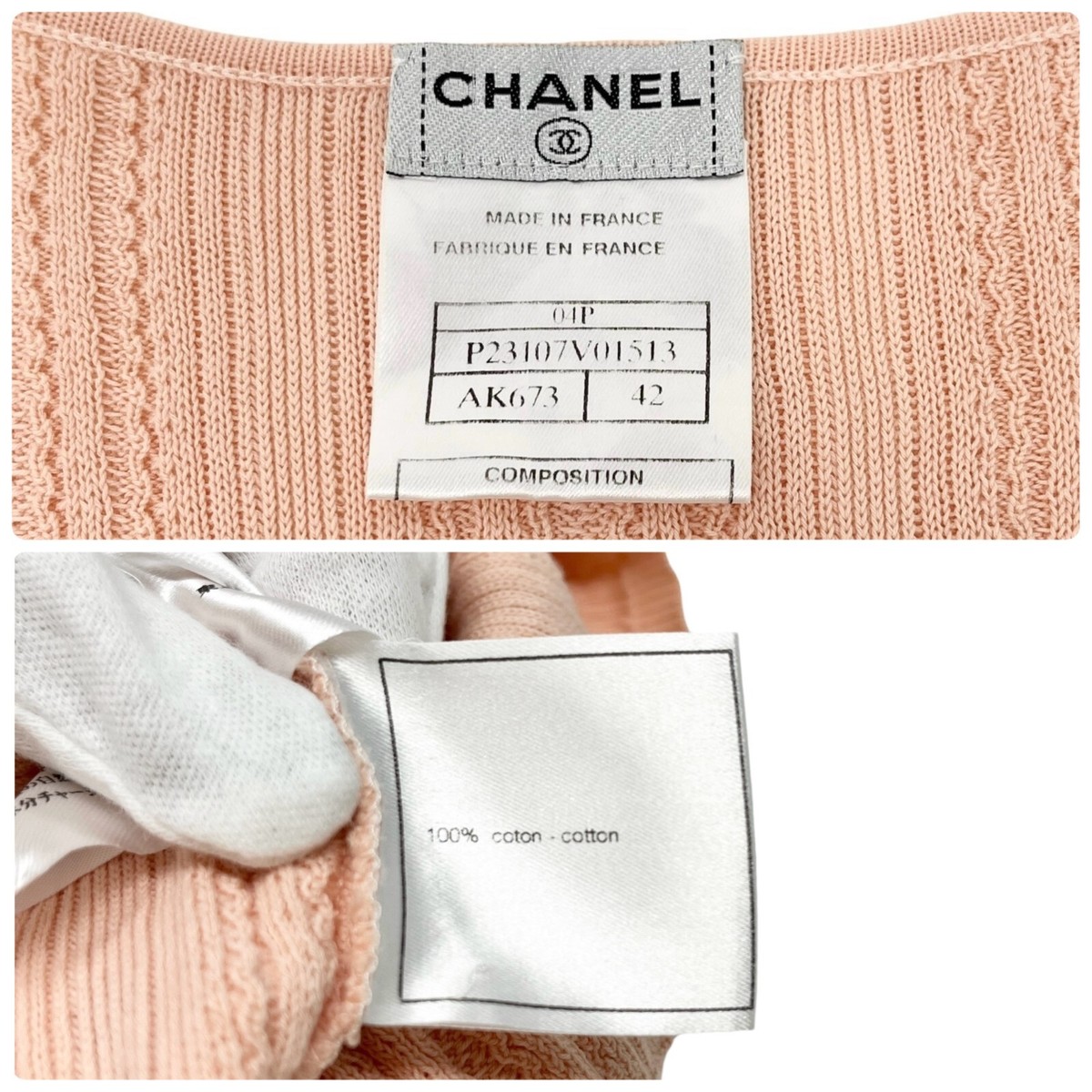 CHANEL Vintage 04P CC Mark Logo Knit T-shirt Top #42 Pink CHANEL Vintage 04P CC Mark Logo Knit T-shirt Top #42 Pink