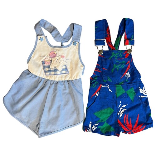 Set Of 2 Vintage Toddler Overalls Shorts Multicolour Age 2T Carters Star