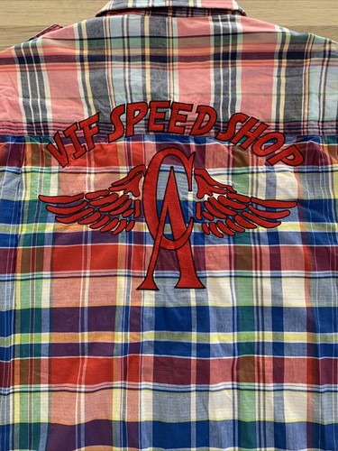 Christian Audigier Men Size XL VIF Speed Shop Multicolor Plaid Pearl Snap Shirt - Picture 12 of 21