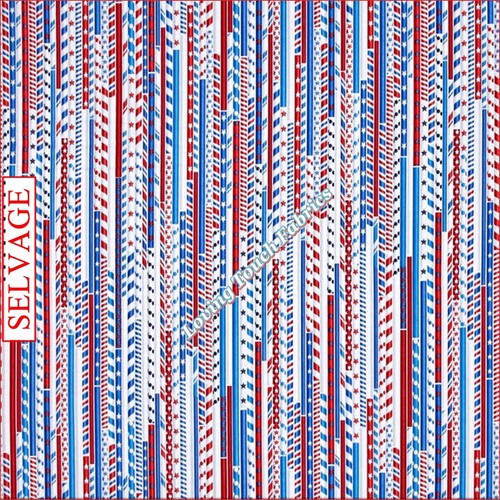 BENARTEX "DRAWING STRAWS" 08357-09 AMERICAN PATRIOTIC FABRIC (SELECT SIZE) - Picture 2 of 2