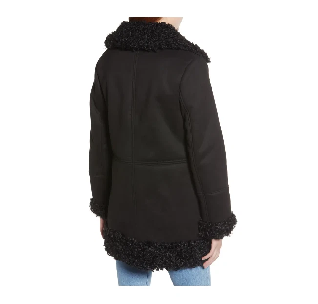 Sam Edelman Black Coat With Faux Shearling Trim Women's V7313 Size XS - Изображение 3 из 4