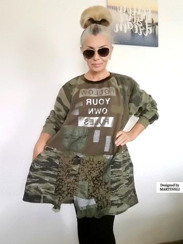 PLUS SIZE CAMOUFLAGE DRESS 3X MAXI WINTER DRESS KHAKI DRESS SWEATSHIRT DRESS - Picture 9 of 16