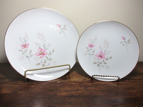 Set of 4 SYMCO China "GAYLE" 7 Pc. Place Settings ~White/Pink Flowers/Gold Trim - Picture 2 of 6