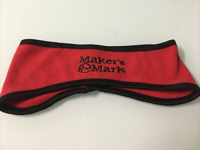 Makers Mark Whiskey Fleece Red Head Band Ear Covering Liquor Advertising