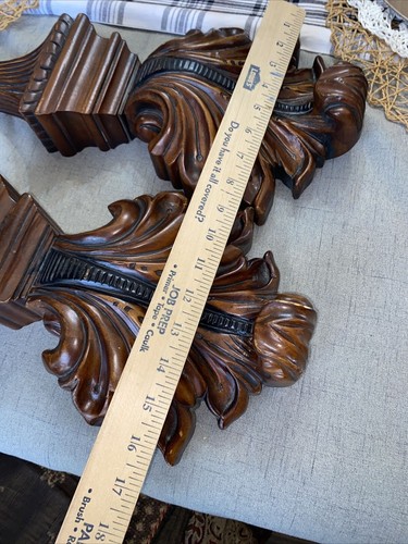 Vintage Set Of 2 Carved Wood Corbels 20” Wall Scones Endless Decor possibilities - Picture 24 of 24